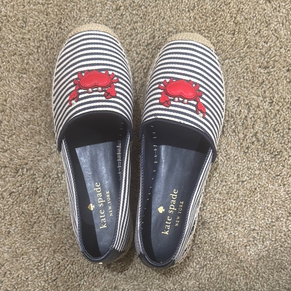 kate spade Striped Espadrille Flats with Red Crab
